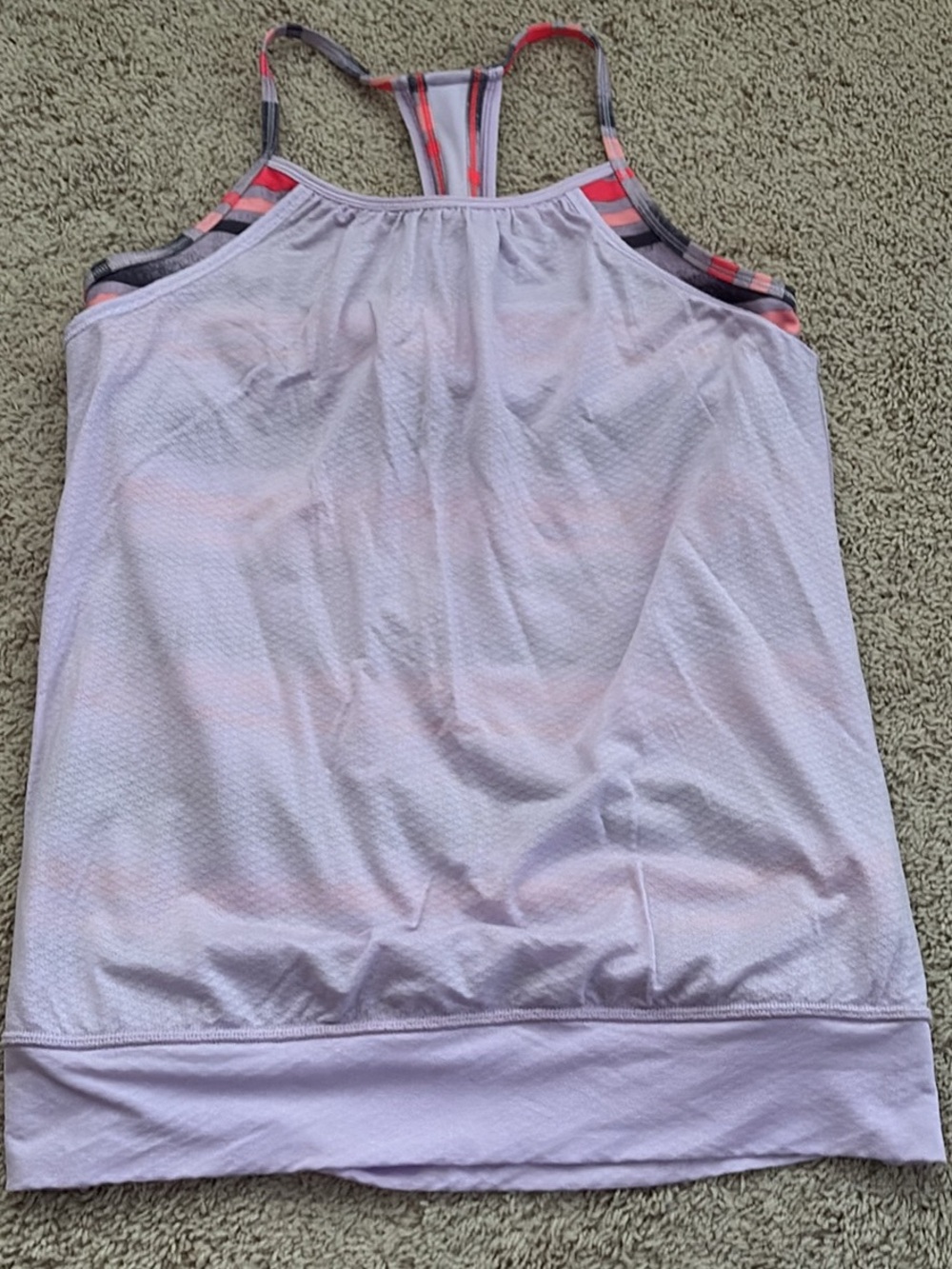Ivivva Girls Lavender Tank Top with Pink and Gray Striped Trim